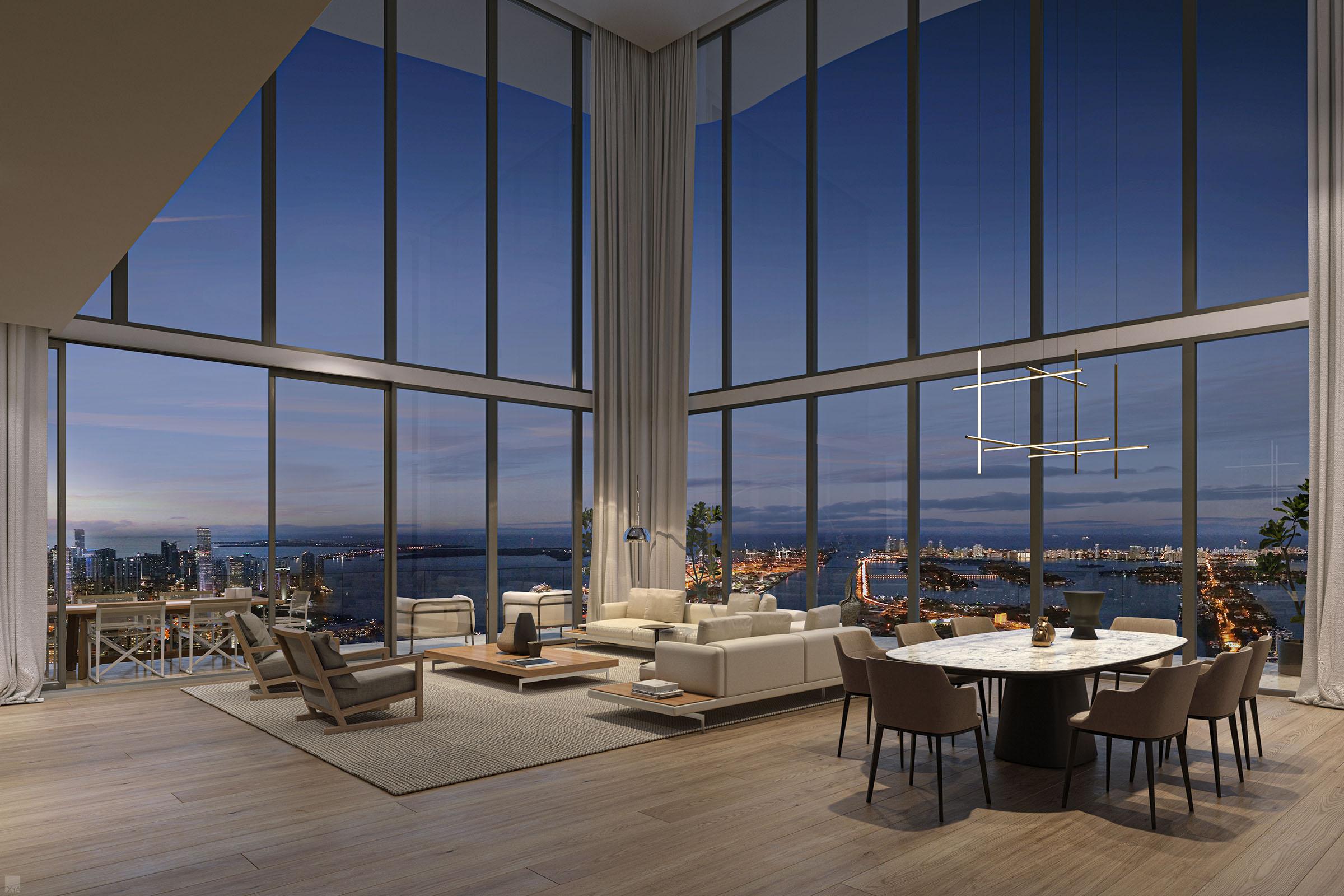 Rendering of Casa Bella Residences Penthouse Duplex Living Room